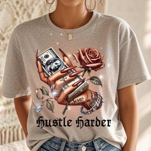 Hustle Harder Png, Geld Png, reiche ästhetische Clipart, Geld halten, Bargelddesign, Streetwear Sublimation, reiche und gesegnetes digitales Design