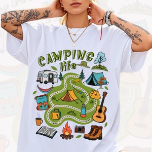 Camping Life Png，Cartoon  Camp Scene, Outdoor Adventure  Png, Family camping trip Png , Summer vibe Png, T-Shirt & Home Decor Design