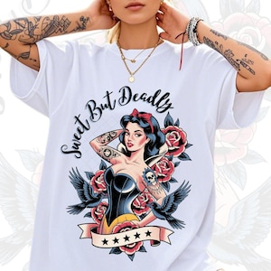 Sweet But Deadly PNG , Vintage Tattoo Style，Retro cartoon princess Png, Punk fairytale print, Alternative fashion, DIY t-shirt sublimation