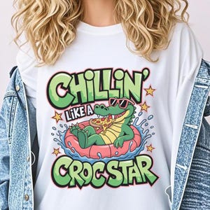 Chillen wie ein Krokodil Stern Png, Sommer Clipart, Pool-Party Png, lustiges Tier, Sommerspaß Sublimation, Strand Cartoon Png, Basteln