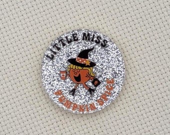 Little Miss Pumpkin Spice | Halloween Silver Glitter Magnetic Needle Minder | PSL Latte
