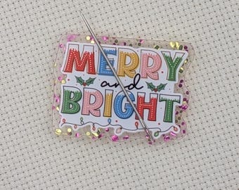 Merry and Bright Christmas Light Strand – Glitter Magnetic Needle Minder
