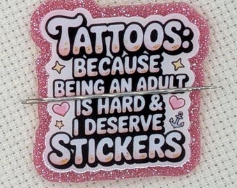 Adulting is Hard Pink Glitter Magnetic Needle Minder