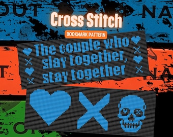 Dark Romance Cross Stitch Digital Pattern - Blue Skull