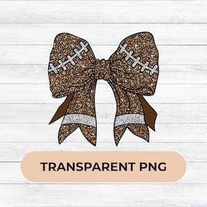 Laço de futebol com glitter PNG | Clipart de laço de torcida esportiva | PNG transparente para sublimação, DTF e artesanato