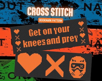Dark Romance Cross Stitch Digital Pattern - Orange Biker