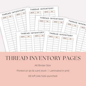 Blank Thread Inventory Refill Pages | A6 Size Laminated Sheets | DMC Floss Checklist | Binder Not Included