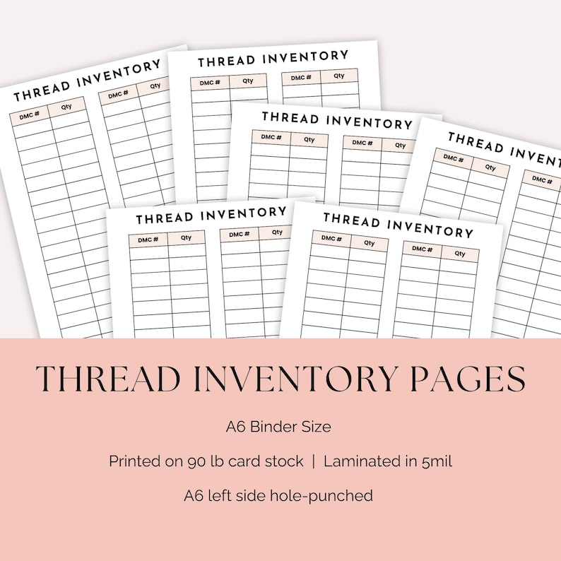 Blank Thread Inventory Refill Pages | A6 Size Laminated Sheets | DMC ...