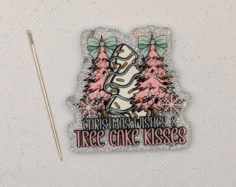 Christmas Wishes and Tree Cake Kisses Glitter Needle Minder