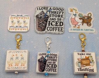 I'd Rather Be Thrifting Magnetic Needle Minder and Scissor Fob Charm Set - You Choose - Limited Edition