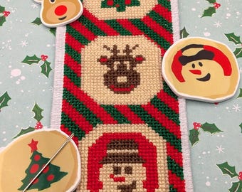 Christmas Cookie Beginner Friendly Cross Stitch or Needlepoint Bookmark Pattern, Needle Minder