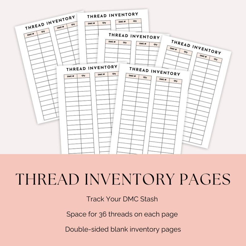 Blank Thread Inventory Refill Pages | A6 Size Laminated Sheets | DMC ...