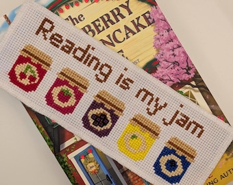 Reading Is My Jam Cross Stitch Bookmark Kit and Needle Minder