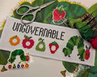 Hangry Caterpillar Inspired Cross Stitch Bookmark Kit