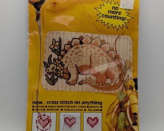 Vintage Vogart Crafts Dinosaur Pre-Printed Tear-Away Canvas | Design 1845