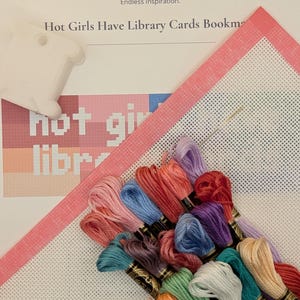 Hot Girls Have Library Cards Cross Stitch or Needlepoint Bookmark Kit image 5