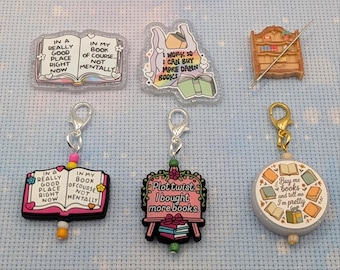 Book Lover Magnetic Needle Minder and Scissor Fob Charm Set - You Choose - Limited Edition