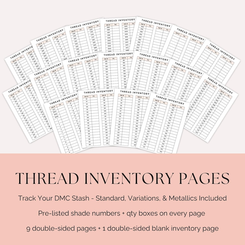 Cross Stitch Thread Inventory & Project Tracker | A6 Laminated ...