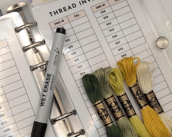 Cross Stitch Thread Inventory & Project Tracker | A6 Laminated Organizer Pages + Optional Binder | DMC Floss Checklist