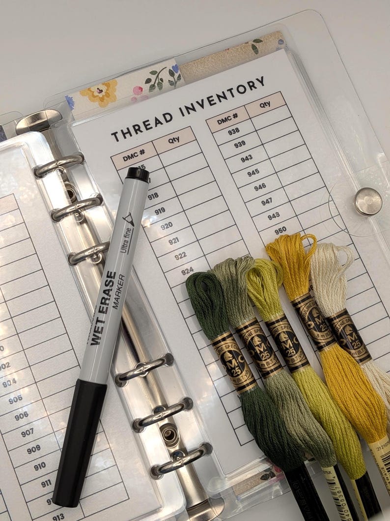 Cross Stitch Thread Inventory & Project Tracker | A6 Laminated ...