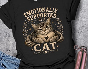 Camiseta de gato, Apoyo emocional de un gato, Regalo para dueños de gatos, Camiseta divertida para amantes de los felinos