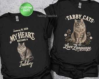 Gray Tabby Cat Shirt, My Heart Became A Tabby, Custom Cat Shirt, Adoption Day Gift, Grey Tabby Owner, Comfort Colors