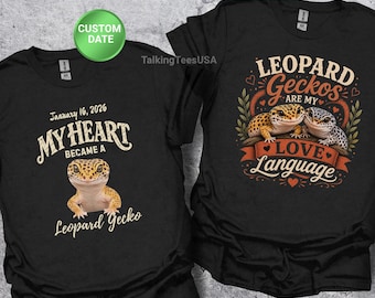 Leopard Gecko Shirt, My Heart Became A Leopard Gecko, Custom Pet Shirt, Adoption Day Gift, Reptile Keeper, Comfort Colors
