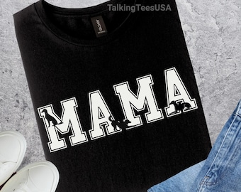 Saluki Gifts for Women, Saluki Shirt with MAMA Dog Silhouettes, Sighthound Mom Graphic Tee
