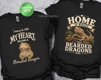 Bearded Dragon Shirt, Custom Gotcha Day Gift, My Heart Became A Bearded Dragon, Adoption Day Gift, Reptile Keeper Tee