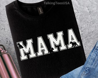 Schnauzer Shirt, MAMA Dog Silhouette, Schnauzer Mom Shirt, Varsity Graphic Tee