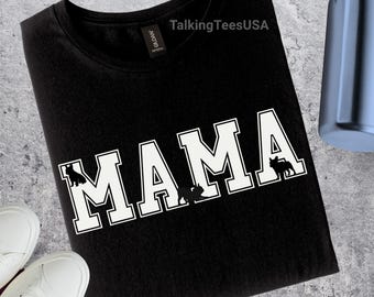 French Bulldog Shirt, MAMA Dog Silhouette, Frenchie Mom Gift, Varsity Graphic Tee