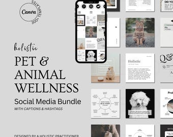 Pet Wellness Instagram Posts | Canva Editable Templates (Bonus Captions)