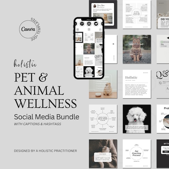 Pet Wellness Instagram Posts | Canva Editable Templates (Bonus Captions)
