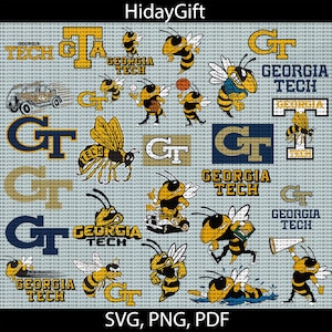 Georgia Tech College SVG, archivo de alta calidad, Yellow Jackets SVG, atletismo, fútbol, universidad, baloncesto, Cricut, descarga instantánea.