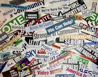 Magazine Clippings, Words & Phrases, Scrapbooking Ephemera, Collage Art - 100 Piece