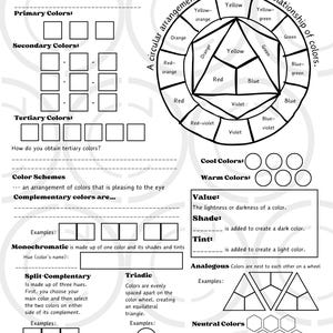 Color Theory Arbeitsblätter | Farbkreis, Kunsterziehung (Digitaler Download)