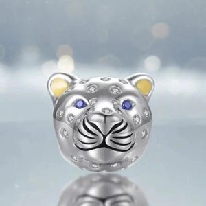 Leopard Charm Sterling Silver | Animal Bead Fits Pandora Bracelet | Wild Cat Charm