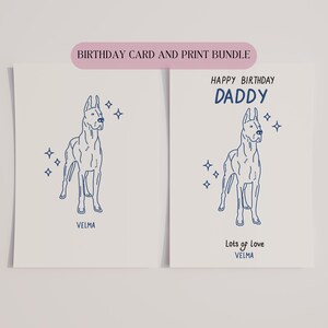 Regalo de retrato de mascota personalizado para perro, tarjeta de cumpleaños para papá, regalo de cumpleaños personalizado, tarjeta para mascota, impresión de mascota personalizada a partir de una foto, dibujo de mascota imprimible