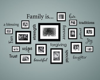 Family is... Wall Decal | Photo Gallery Wall Decals | Vinyl Words for Picture Wall