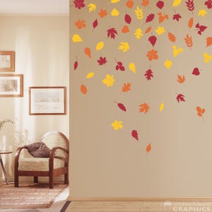 Leaves Wall Decal Set | 57 individual leaves in 3 different colors | Nature Decor
