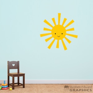 Calcomanía de pared de sol / Arte de pared para sala de juegos / Decoración de dormitorio infantil