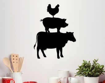 Cow Pig Chicken Decal | Kitchen Vinyl | Rustic Farmhouse Decor