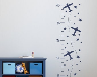 Airplane Growth Chart Decal | Plane Decor | Children Vinyl Decal