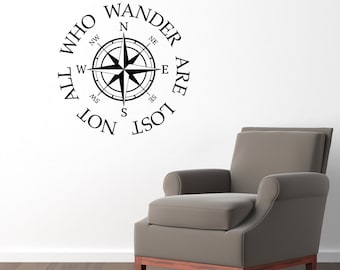 Not all who wander are lost Wall Decal | Compass Vinyl Sticker