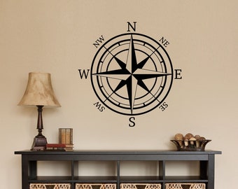 Compass Decal | Compass Rose Wall Decal | Directional Wall Sticker | Compass Vinyl | North South East West