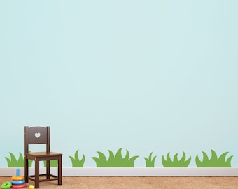 Juego de calcomanías de hierba: estilo de dibujos animados gruesos, decoración para dormitorio infantil
