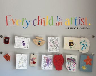 Rainbow Picasso Quote Wall Decal: Children's Artwork Display