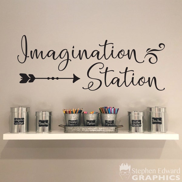 Imagination Station Calcomanía / Craft Room Wall Vinyl / Art Studio Decor / Artist Gift