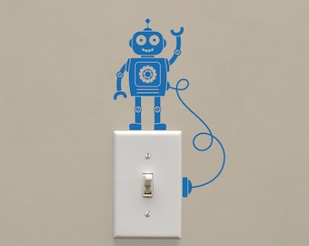 Robot Light Switch Decal - Robot Sticker - Lightswitch Cover decor