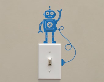 Robot Light Switch Decal | Robot Sticker | Lightswitch Cover decor